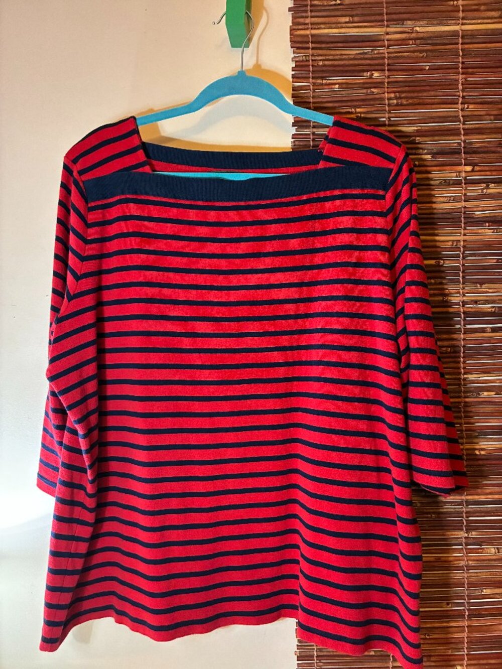 Lauren Ralph Lauren Striped Square Neck Top Red Navy 3X EUC